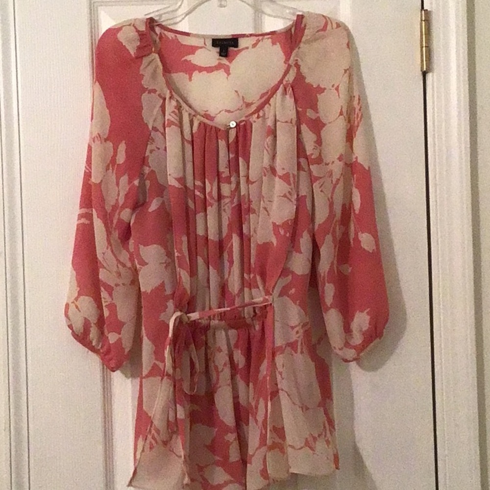 Talbots Pink and Cream Floral Top
